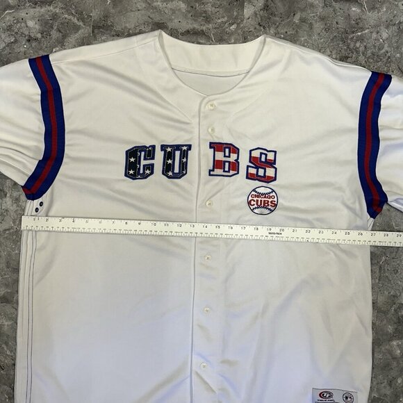 Vintage True Fan MLB Chicago Cubs Jersey 2XL Button Down USA Patriotic Baseball - Picture 6 of 7